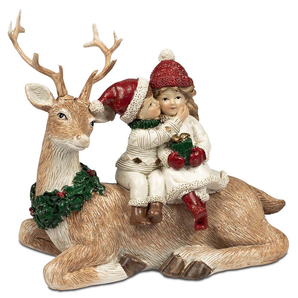 Kinderpaar mit Hirsch + Geschenk A handbemalt 752161 formano
