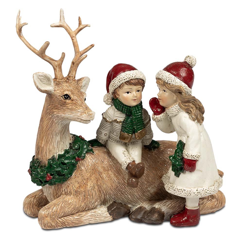 Kinderpaar mit Hirsch B handbemalt 752161 formano