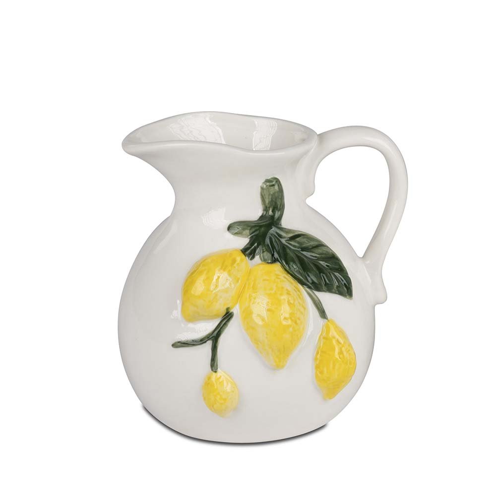Krug 13 cm mit Zitronen-Relief aus weiß-glasiertem Porzellan 701534 formano