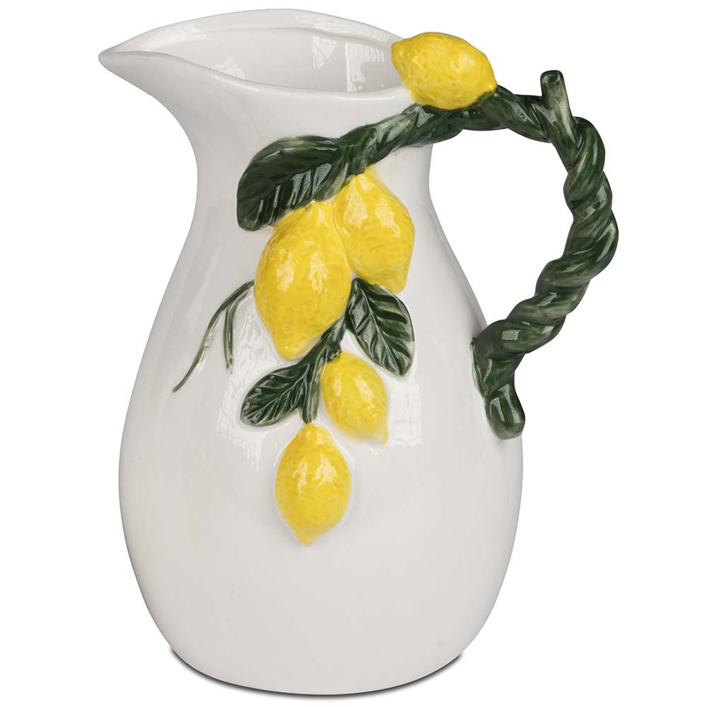 Krug 21 cm mit Zitronen-Relief aus weiß-glasiertem Porzellan 701541 formano