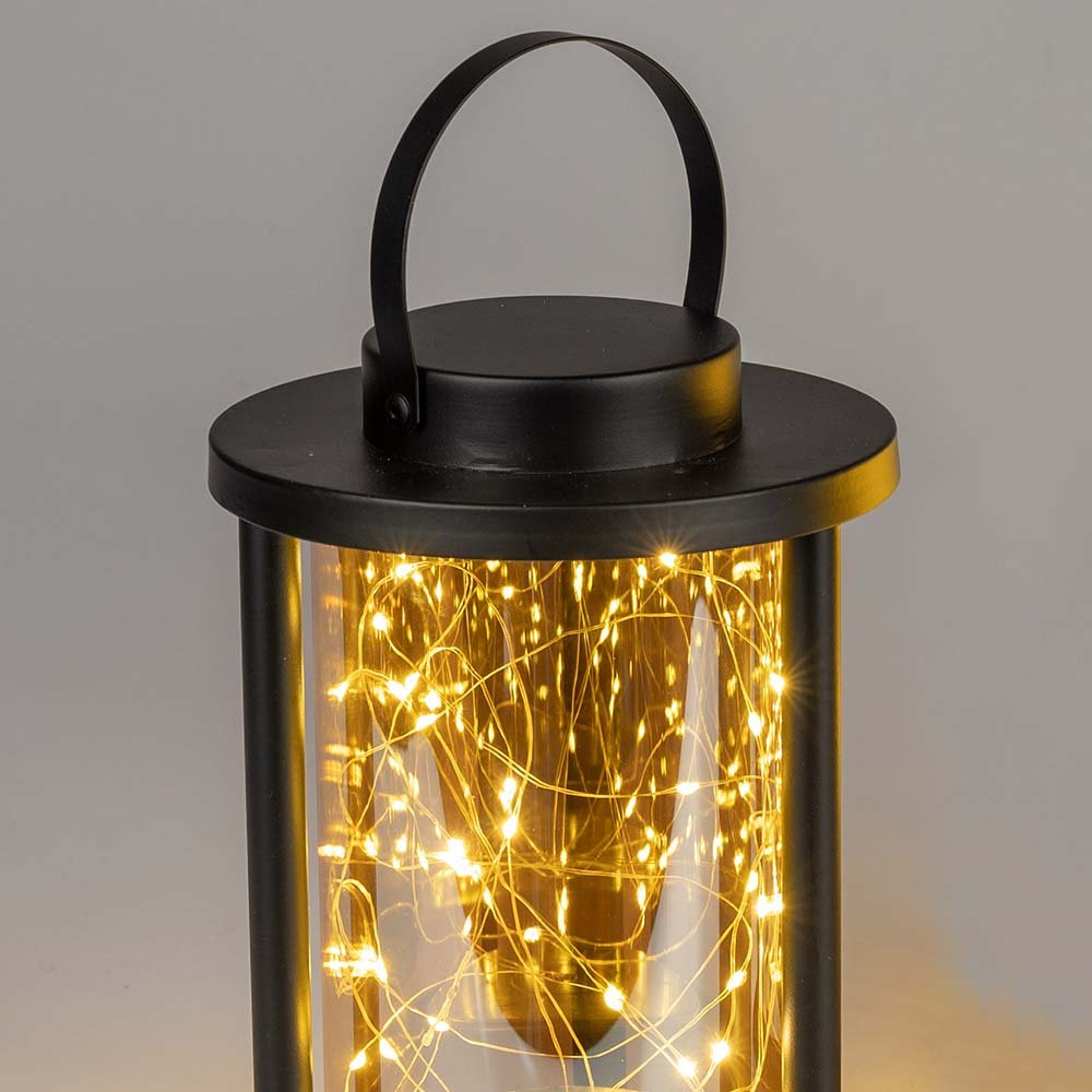 Detailansicht Laterne 32 cm schwarz aus Metall 632357 formano