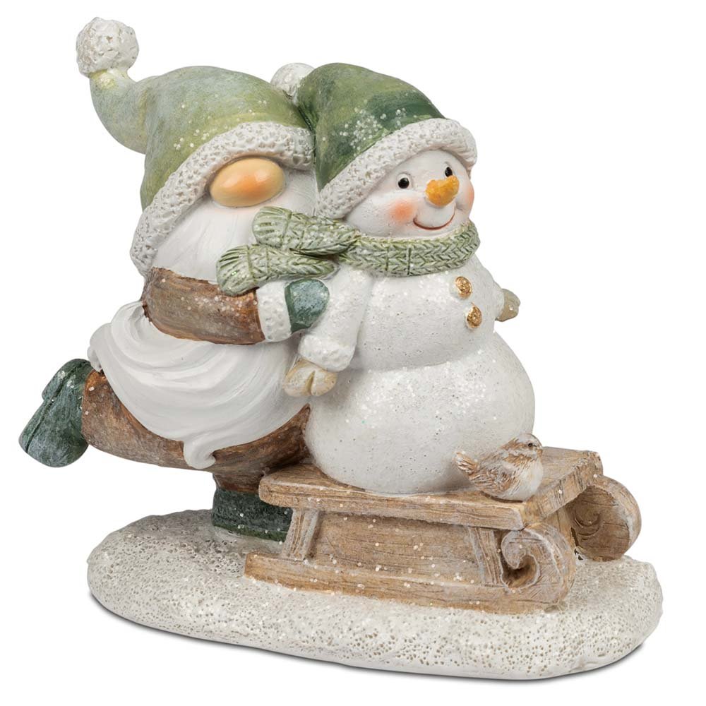 Paar Schneemann + Winter-Zwerg 12 cm handbemalt A Winterzeit 752512 formano