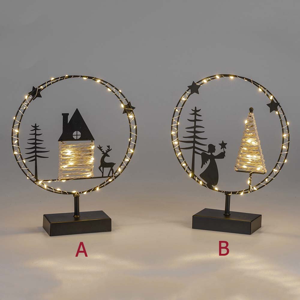 Ring auf Fuss 30 cm schwarz mit LED-Licht Metall 633750 formano