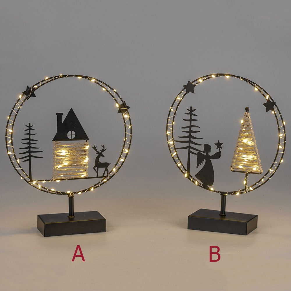 Ring auf Fuss 43 cm schwarz mit LED-Licht Metall 633767 formano