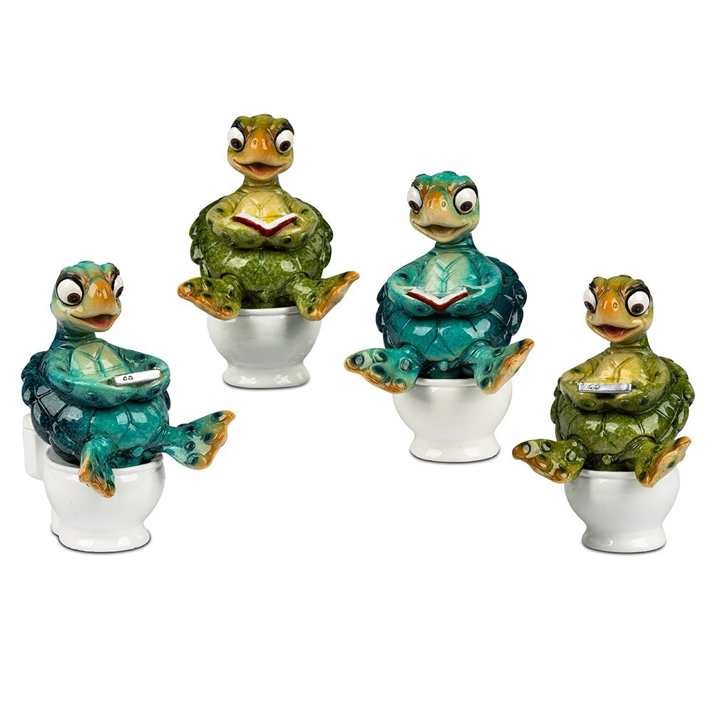 Schildkröte 11 cm Harry auf Toilette glänzend handbemalt 711274 formano