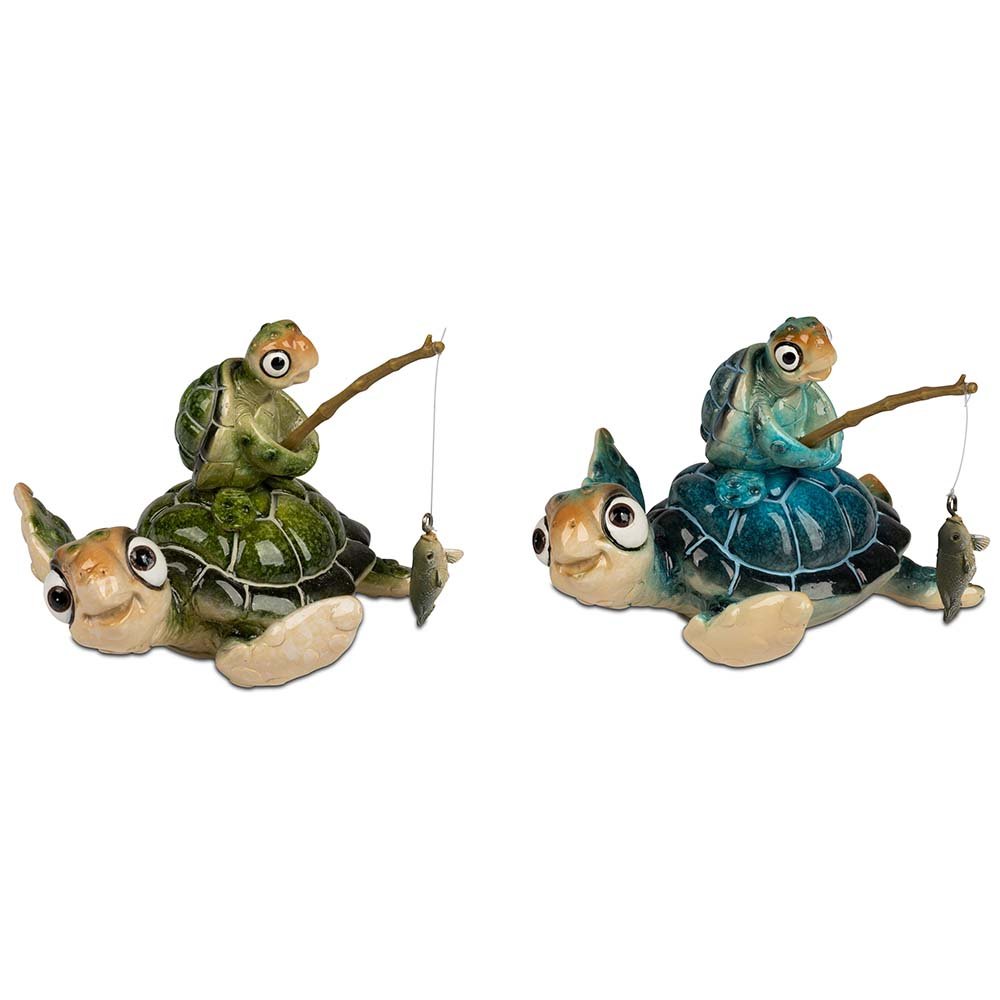 Schildkröte Harry mit Kind Angler 13 cm glänzend handbemalt 711427 formano