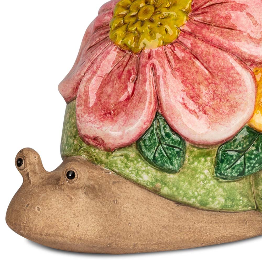 Detailansicht Schnecke 18 cm Flower Power Blumen-Relief handbemalt Keramik 705778 formano