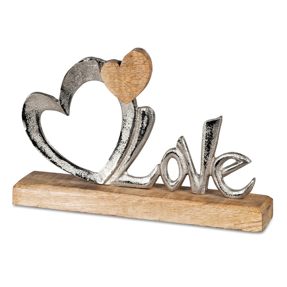 Schriftzug Love 25 cm mit 2 Herzen aus Mango-Holz 578730 formano