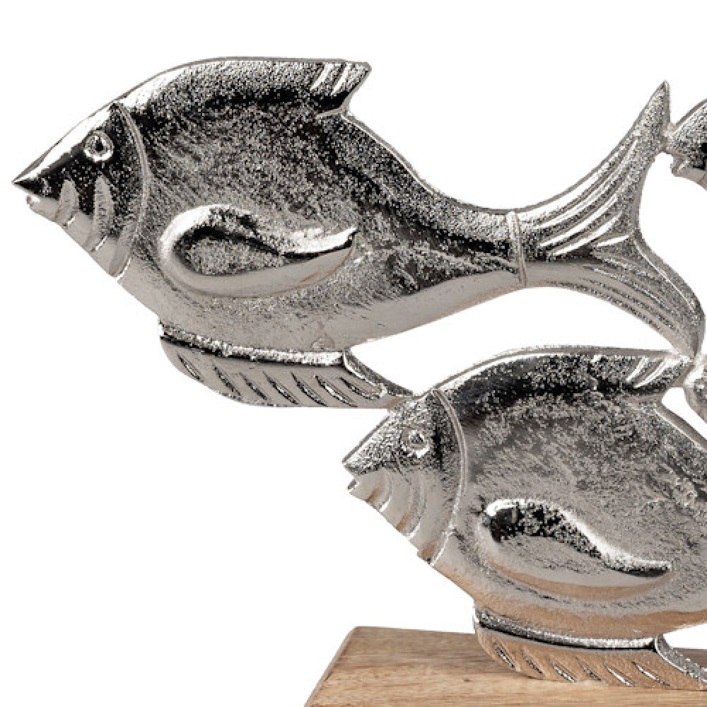 Detailansicht Set 4 Fische 34 cm aus Alu-Mango-Holz 509956 formano