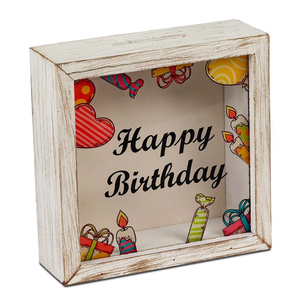 Spardose 15 cm Happy Birthday aus Holz 605337 formano