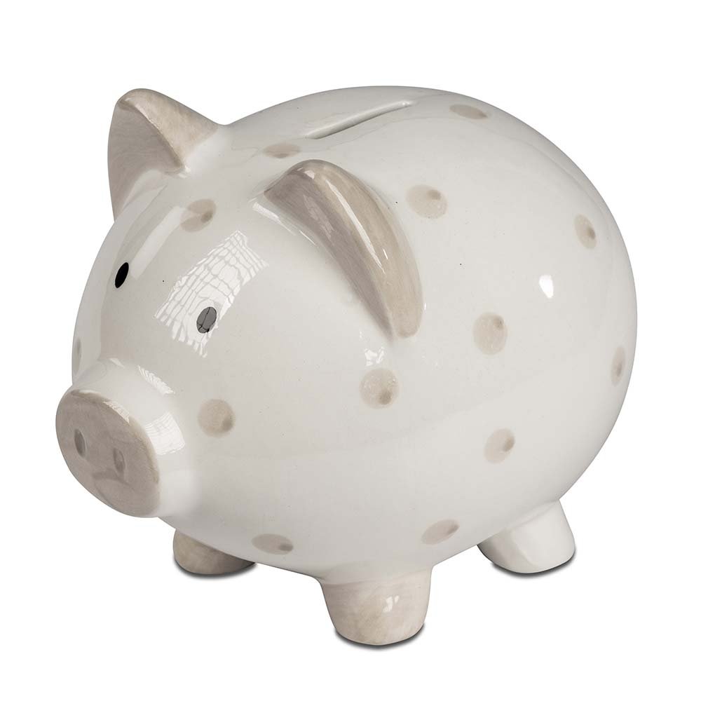 Sparschwein cremefarben 18 cm handbemalt Keramik 731326 formano