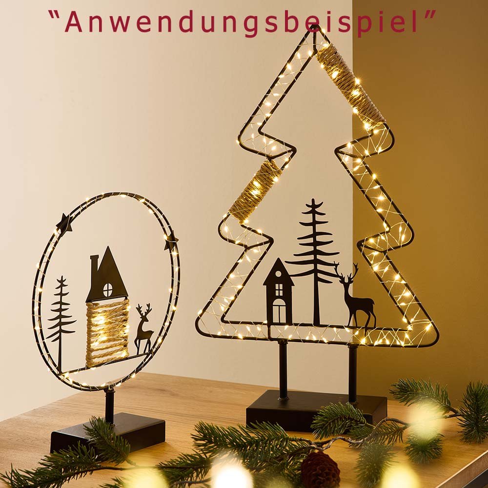 Stern oder Tanne auf Fuß schwarz mit LED-Licht Metall Werbung 633743 formano