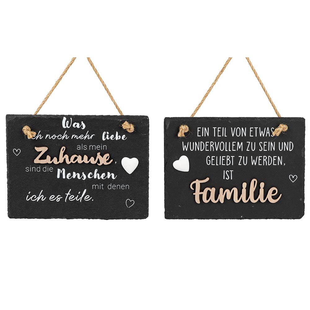 Wandbild 20 cm rechteckig Zuhause o. Familie hängend aus Schiefer 605078 formano