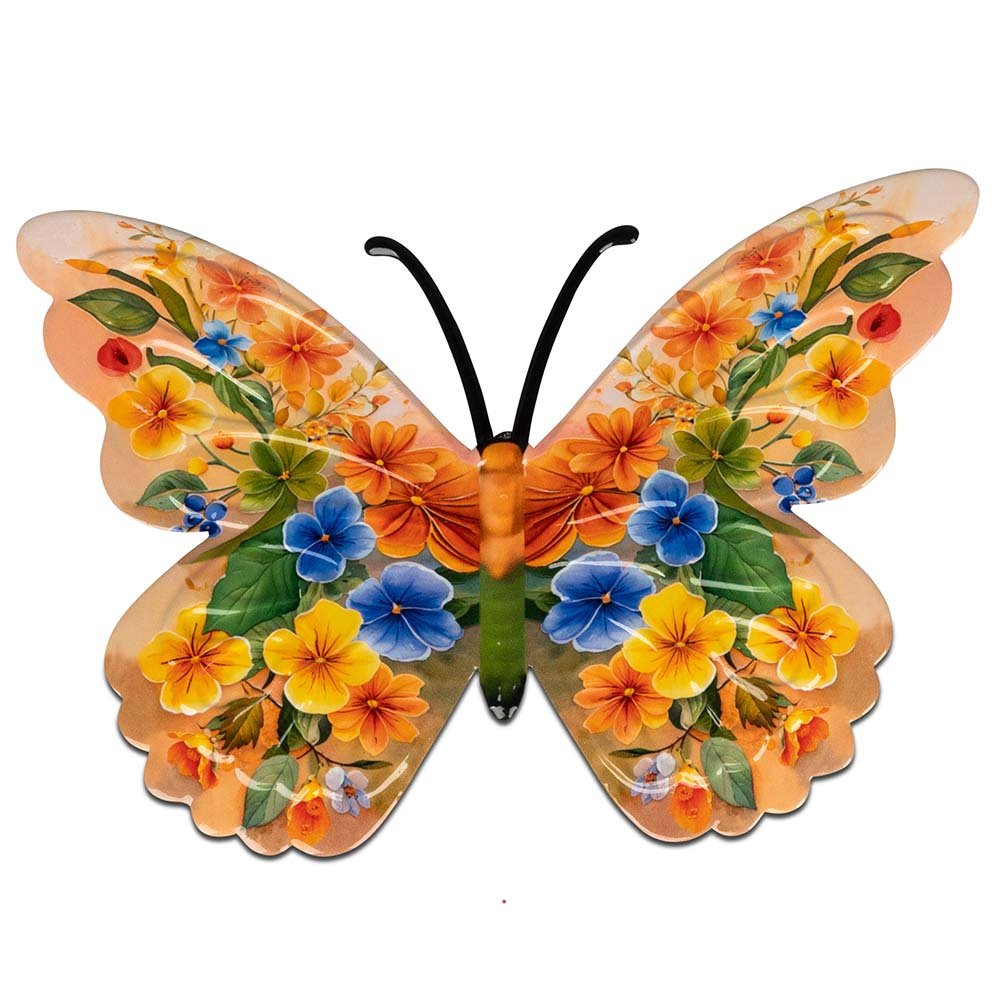 Wanddeko Schmetterling 25 cm orange aus Metall 552525 formano