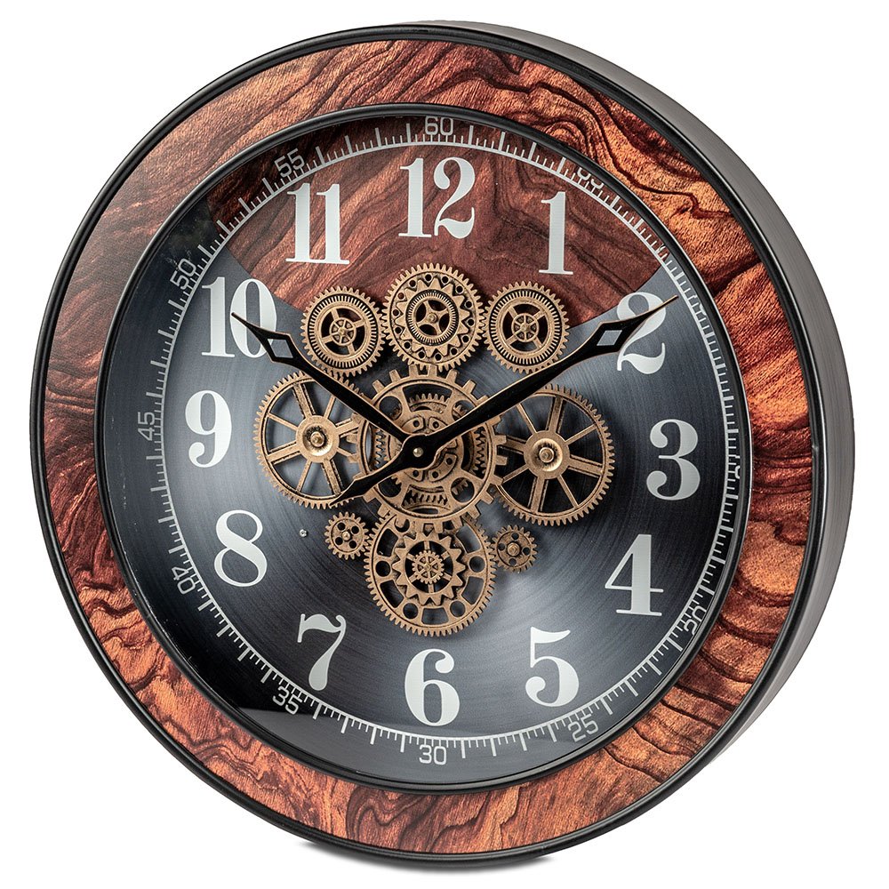 Wanduhr 59 cm Zahnrad Bewegung Wurzelholz-Dekor 676023 formano