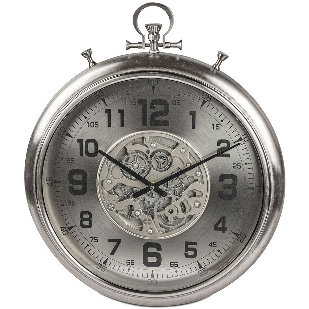 Wanduhr 60 cm silber Zahnrad Bewegung 676542 formano