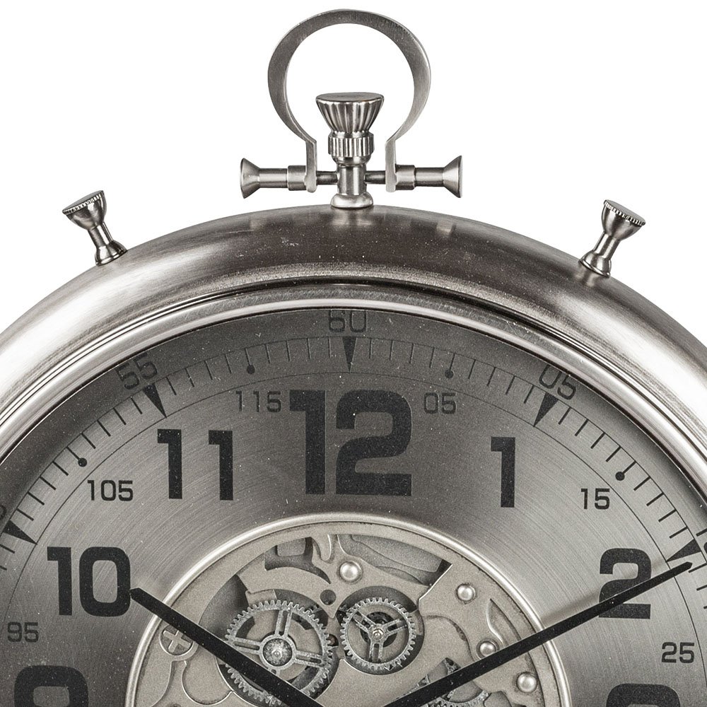 Detailansicht von der Wanduhr 60 cm silber Zahnrad Bewegung 676542 formano