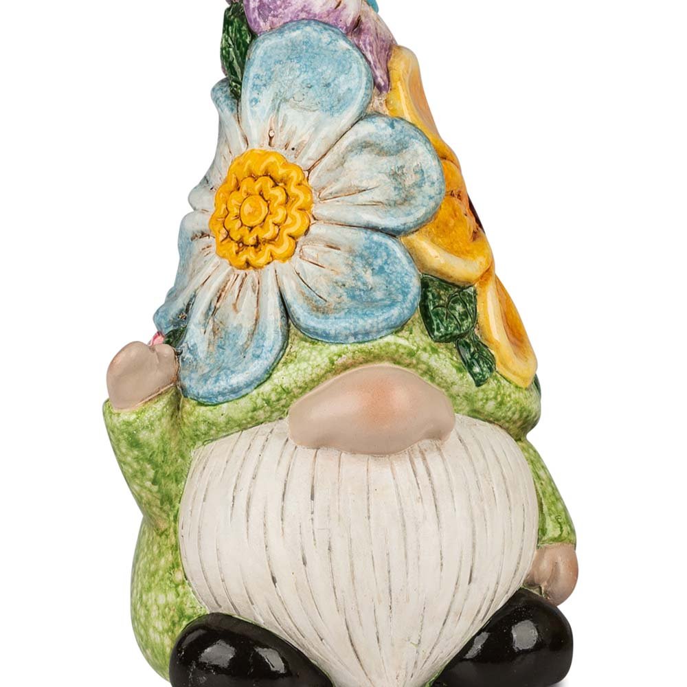 Detailansicht Deko-Zwerg 21 cm Flower Power handbemalt Keramik 705747 formano