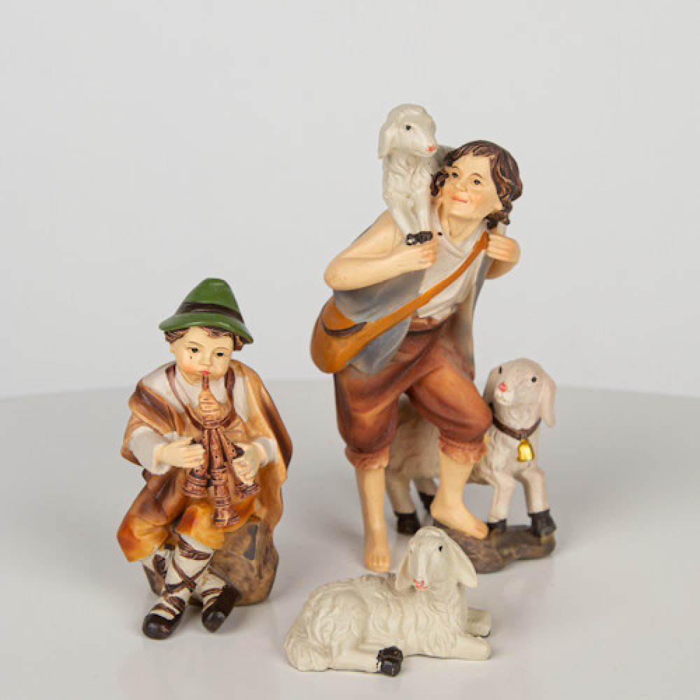 Hirte mit Lamm und Hirte mit Dudelsack der Mathias Krippe Krippenfiguren bis 11 cm K001 dekoprojekt