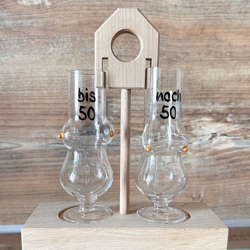 Holzsockel mit 2 Sexy-Stamperl Frau 50 99300 DIOGENES