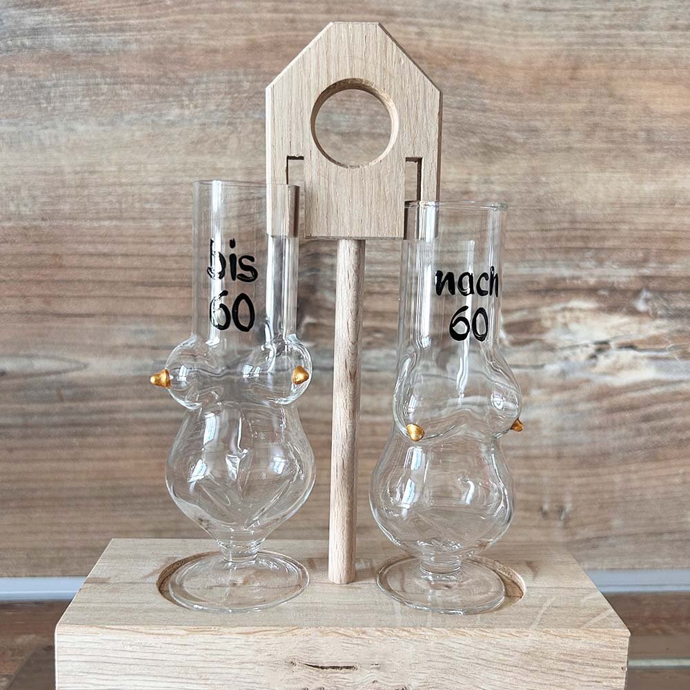 Holzsockel mit 2 Sexy-Stamperl Frau 60 99300 DIOGENES