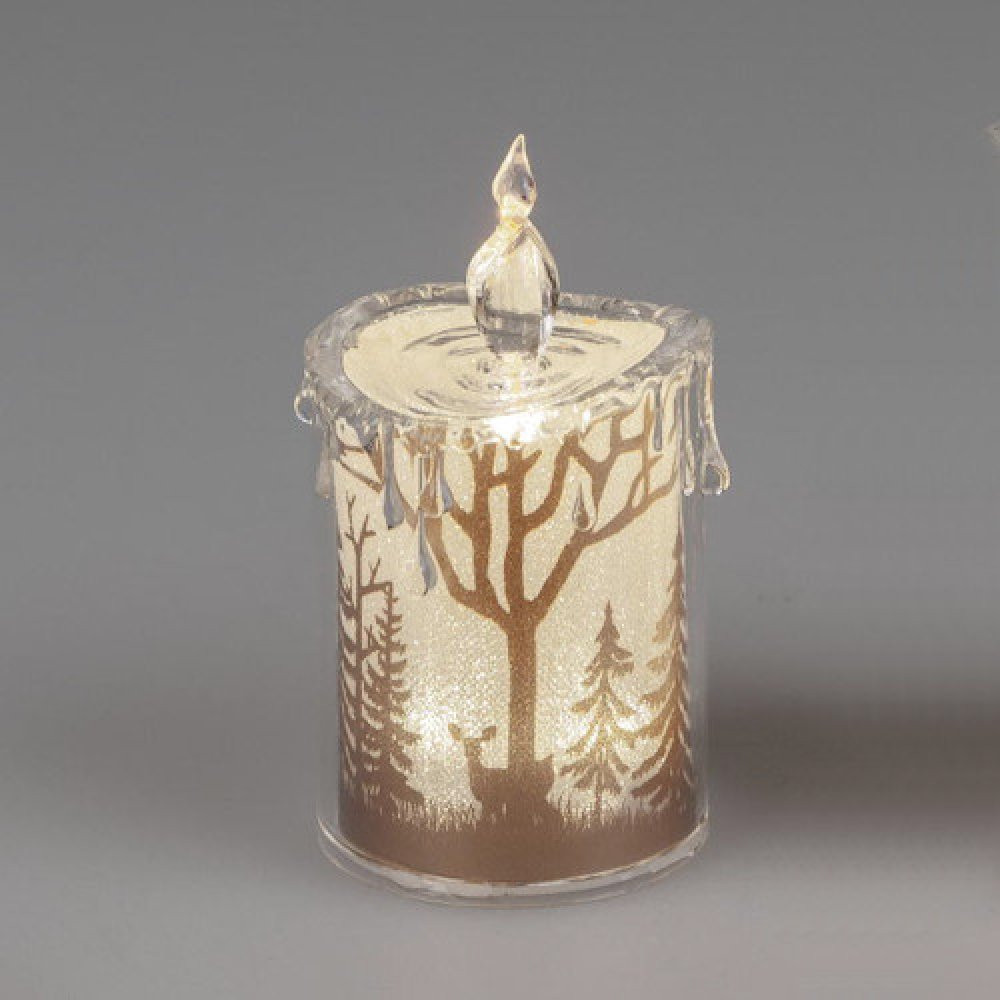 LED Kerze 13 oder 17 cm Baum Gold Acryl formano | Geschenke Korber