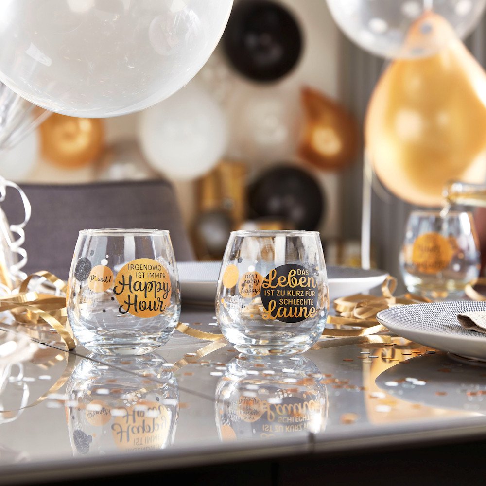 Weinglas, Wasserglas oder Cocktailglas mit Spruch für die Party formano