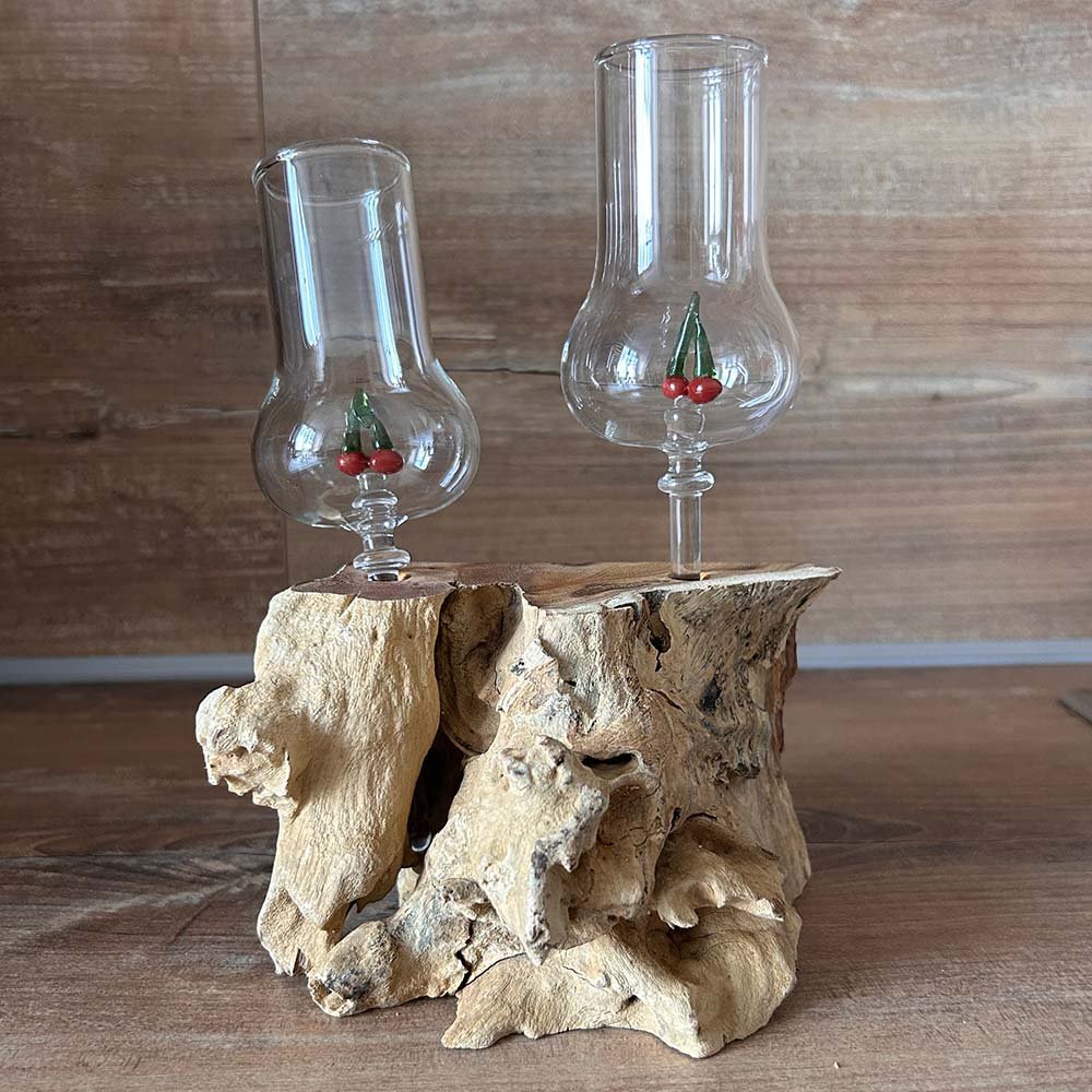 Wurzel mit Steckstamperl mit Frucht Kirsche 16,5 cm Mundgeblasen 99102 Diogenes